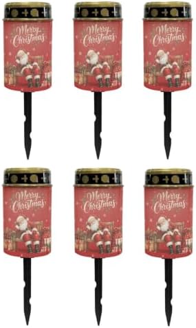 Poceacles Christmas Cemetery Candle Grave Lights Outdoor Waterproof Decoration Pathway Lights Garden Solar Candle for Garden Lawn Decor, Santa Claus Red Print, 6 Pack by Poceacles