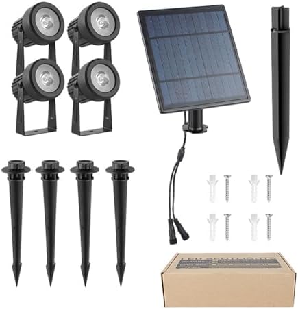 3000k,4 in 1,Solar Spot Lights Outdoor, Solar Powered RGB Landscape Lighting IP65 Waterproof Auto On/Off Spotlights for Outside Garden Yard Landscape Pathway Garage - Image 6