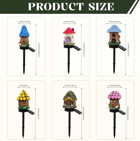 6 Pack-Solar Lights Outdoor, Mushroom Fairy House Stake Lights, Waterproof Cute Garden Decor for Yard, Lawn, Pathway, Patio & Cottage Garden - Image 7