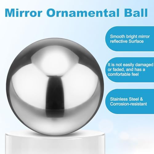 M METERXITY 2-Pack Garden Gazing Globes Ball 4.7 Inch 201 Stainless Steel Hollow Mirror Reflective Floating Ball for Garden/Pond/Home/Yard Outdoor Decoration [Silver] - Image 2