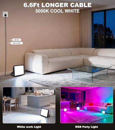 TigQiang 4 Pack 50W RGB Flood Light, IP66 RGB floodlight for Halloween - Image 5