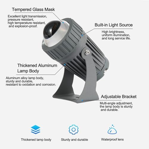 10W Rotation Spotlight Long Range LED Flood Lights, Narrow Beam Angle Landscape Lamps, AC 85-265V Outdoor Wall Washer, IP65 Building Exterior Wall Lighting Projector(Blue) - Image 3