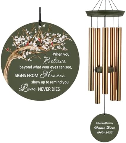 Personalized Cardinal Wind Chimes Life Tree Custom Sympathy Gifts by ExtrabilyOfficial