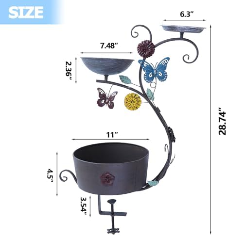 Deck Bird Bath, Bird Bath and Bird Bath Bowl, Flower Planting Pedestal - Image 3