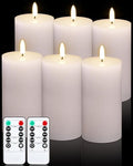 VIHOSE White Flameless Candles Set with Remote and Timer Flickering Flameless Battery Candles Flat Top LED Pillar for Wedding Outdoor Home Festival Decoration(D 3" H 6") by VIHOSE