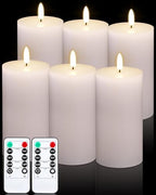 VIHOSE White Flameless Candles Set with Remote and Timer Flickering Flameless Battery Candles Flat Top LED Pillar for Wedding Outdoor Home Festival Decoration(D 3" H 6") by VIHOSE