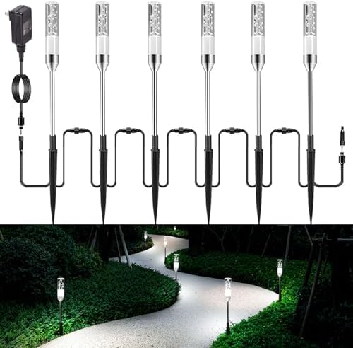 Pathway Lights Outdoor,12V Low Voltage Landscape Lighting, 6 Pack 570 Lumen Bright LED Path Lights, IP65 Waterproof Extendable Garden Lights for Yard Walkway Patio Lawn, 6000K by GreenClick