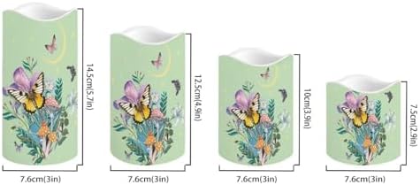 Butterfly Floral Flameless Candles with Remote Timer Flickering LED Pillar Candles Color Changing Set of 4 Battery Operated Candles Indoor Outdoor Home Table Beach Wedding Decoration - Image 2