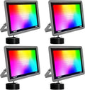 RGBCW LED Floodlight Outdoor 100W,Smart Colour Changing Wall Washer With APP Control/Music Sync/Timer/Dimmable/500W Equivalent/IP66 Waterproof Disco Light For Party,Garden,Halloween(4pcs,100W) by Unknown