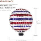 Alpine Corporation 10" Diameter Indoor/Outdoor Patriotic Glass Stars and Stripes Gazing Globe Yard Decoration, Red, White and Blue - Image 2