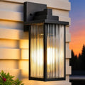 18" Matte Black Outdoor Wall Light, All-Metal Frame Porch Light by hameso