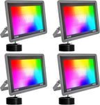 RGBCW LED Floodlight Outdoor 100W,Smart Colour Changing Wall Washer with APP Control/Music Sync/Timer/Dimmable/500W Equivalent/IP66 Waterproof Disco Light for Party,Garden,Halloween(4pcs,50W) by Unknown