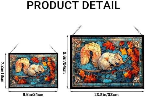 Squirrel Leaping from Tree Branch to Branch Rectangular Stained Glass Suncatcher – Hanging Window Panel with Animal & Nature Scene – Vibrant Glass Art Gift for Wildlife, Fantasy, Nature Lovers v0jcrD - Image 4