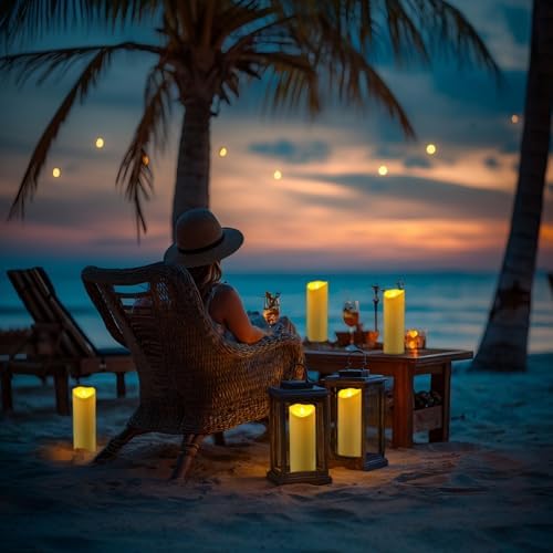 Raycare Large Outdoor Flameless Candles with Remote & Timer, Waterproof Battery Operated LED Pillar Candles, Dark Ivory, 4"x12", Set of 2 - Image 2