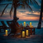 Raycare Large Outdoor Flameless Candles with Remote & Timer, Waterproof Battery Operated LED Pillar Candles, Dark Ivory, 4"x12", Set of 2 - Image 2