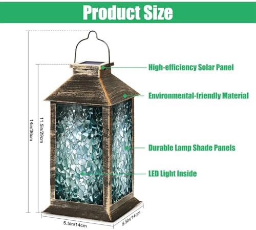 Solar Lantern Stained Glass Window Outdoor Waterproof Hanging Solar Light Outside Lights for Patio Yard House Lawn Decor Birthday Gifts for Women Mom - Image 2