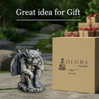 OLOMA Thinking Winged Gargoyle Concrete Garden Statue Stone Beast Sculpture Gothic Outdoor Decor Mythical Monster Lawn Yard Art Handmade Cement Ornament Fantasy Figure - Image 4