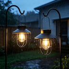 Solar Lanterns Outdoor Waterproof,4pack Hanging Solar Lights Lantern Lamp with Shepherd Hook, Metal Waterproof Edison Bulb Lights for Garden Outdoor Pathway - Image 6