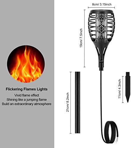 LUYE Low Voltage Torch Landscape Lights Wired Flickering Flames Torches Pathway Lights 12V Outdoor Torch Lighting with Connector Waterproof Landscape Lighting for Christmas Yard Decoration (8Pack) - Image 3