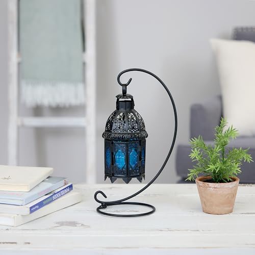 Zingz & Thingz Moroccan Style Candle Lantern Holder, Decorative Light Home Decor, Indoor & Outdoor, 13" Tall, Sapphire Nights - Image 6