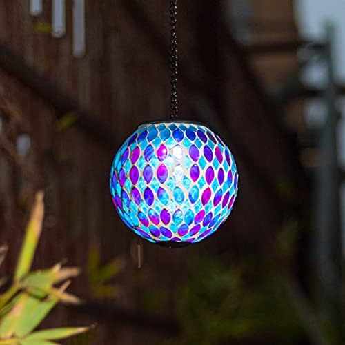 VCUTEKA Hanging Solar Lanterns Mosaic Crackle Glass Solar Light, Multicolor - Image 5