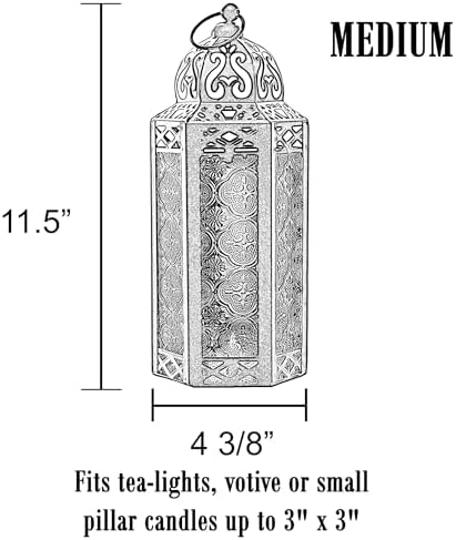 VELA LANTERNS 6pk Gold Moroccan Decor Candle Lantern, Decorative Candle Holder Lamp for Ramadan, Indoor Home Decor, Patio, Weddings, Table or Hanging, Assorted Colors, Medium - Image 4