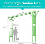 Twira Flat Top Garden Arch Trellis, 11FT x 9FT Extra Large Garden Trellis for Climbing Plants Outdoor, 141.7in x 108in PE-Coated Metal Arbor Archway for Roses,Wisteria,Wedding,Patio Decoration Green - Image 2