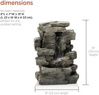Alpine Corporation 13" Tall Indoor Tabletop Water Fountain, 4 Tier Cascading Water Feature with LED Lights for Home, Office, Living Room, or Zen Decor, Gray - Image 3