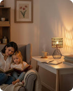 Rattan Table Lamp, Boho Table Lamp, Small Bedside Lamp, Handwoven Paper Lampshade, 2700K LED Bulb Included, Boho Desk Lamp, Modern Nightstand Lamp for Bedroom, Living Room, HW06TL05 - Image 2