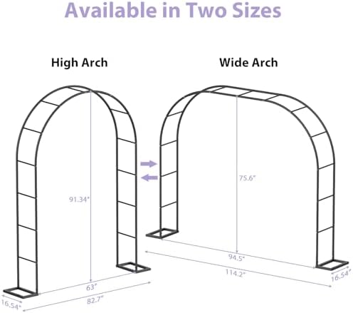 Sunexinlo Garden Arch Trellis with Base, 5.3'W x 7.6'H or 7.9'W x 6.3'H Wedding Arch, Metal Garden Trellis for Climbing Plants Outdoor Wedding Christmas Bridal Party Decoration, Black - Image 2