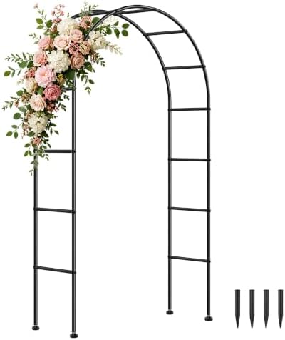 SUNLPH Thickness Metal Garden Arch Trellis for Climbing Plants, Rustproof, Black, 4.6x8.2 or 7.2x6.9 Ft, Wedding Arbor Archway for Bridal Party Flower Decoration by SUNLPH