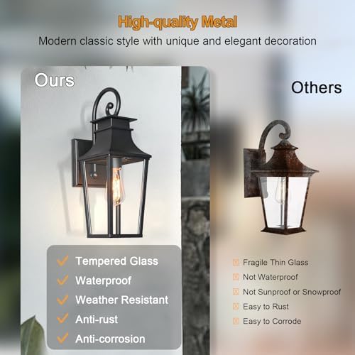 ALVIME 17" Matte Black Outdoor Sconce Lights - Image 5