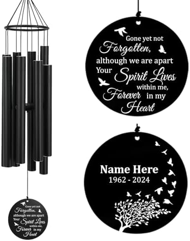 Sympathy Wind Chimes Personalized, 36inch Memorial Wind Chimes in Loving Memory, Loss of Loved Mom/Dad, Sympathy Gifts Wind Chime for Funeral Outdoor Deep Tone by ExtrabilyOfficial
