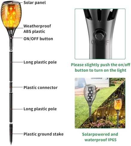 YoungPower Solar Torch Lights with Flicking Flame, Outdoor 43" Large Landscape Path Light Waterproof Flame for Garden Yard Patio, 4 Pack - Image 5