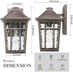 Darkaway Large Outdoor Sconce Lights Wall Light Fixtures,14inch Exterior Porch Light Outdoor Sconce Anti-Rust Outside Light with Water Ripple Glass for Patio Yard Garage, 2 Pack - Image 4