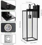 DORESshop 18 Inch Large Size Dusk to Dawn Outdoor Wall Lights, Matte Black Waterproof Anti-Rust Outdoor Light Fixtures Wall Mount with Clear Glass Shade for Porch, Garage, Doorway, 2 Pack - Image 6