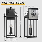 25IN Dusk to Dawn Outdoor Wall Sconce, 3-E12 Base Porch Light - Image 6