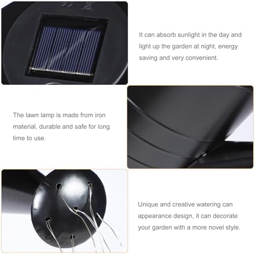 Happyyami Solar Watering Can Lawn Lamp Outdoor Decorative Solar Garden Lights Black Iron Craft Yard Lantern for Patio Pathway Lighting - Image 5
