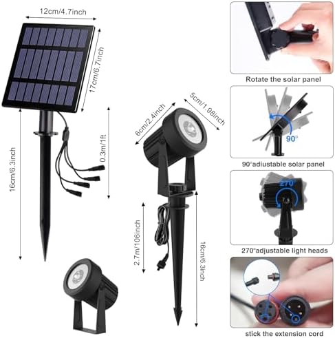 T-SUNUS Solar Landscape Spotlights 4-in-1 White 6000K Outdoor Garden Flag - Image 6