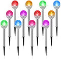 BBTO 12 Pcs Crackle Glass Solar Outdoor Lights 7 Color Changing LED by BBTO