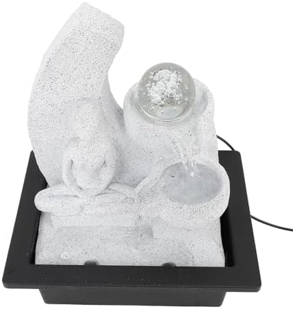 Tabletop Water Fountain, Resin Zen Meditation Indoor Waterfall Fountain with LED Light for Home Office Indoor Outdoor Garden Desk Patio Yard Backyard by oreilet
