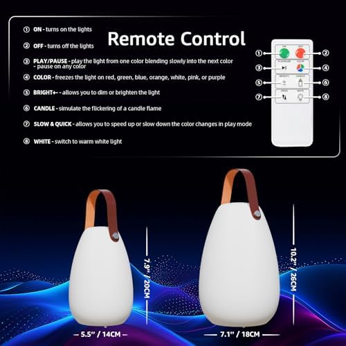 uuffoo 2 Pack Rechargeable Portable Table Lamp with Remote - Image 5