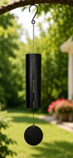 Carson 36" Black Cylinder Wind Chime – Deep Tone Outdoor Wind Chime with Adjustable Striker, Powder-Coated Steel Hanging Chime for Patio, Porch, Garden & Memorial Decor - Image 5