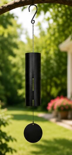 Carson 36" Black Cylinder Wind Chime – Deep Tone Outdoor Wind Chime with Adjustable Striker, Powder-Coated Steel Hanging Chime for Patio, Porch, Garden & Memorial Decor - Image 5