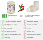 Set of 4 Flameless Candles with Remote Boho Floral Bunny Battery Operated Candles with Timer Flickering LED Elictric Pillar Lights for Indoor Outdoor Porch Lanterns Wedding Home Decor - Image 3