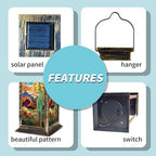 Solar Lantern Stunning Stained Glass Western Landscape Textured Cactus Outdoor Waterproof Garden Hanging Lantern Solar Powered Lighting Outside Table Lamp for Patio Deck Camping 1 Pack - Image 4