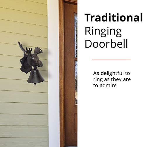 NACH Cast Iron Moose Doorbell, Small Door Bells for Homes, Rustic Dinner Bell, Kitchen Door Bell, Metal Doorbells, 5x8.5x9 inch, JS-90-089 - Image 2