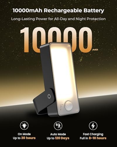 2 Pack Motion Sensor Outdoor Lights, 10000mAh Rechargeable Battery Operated Outdoor Lights with Remote, 3 Modes with Red Alert, Dimmable & 3CCT, Outdoor Security Lights for Porch, Backyard, Garage - Image 3
