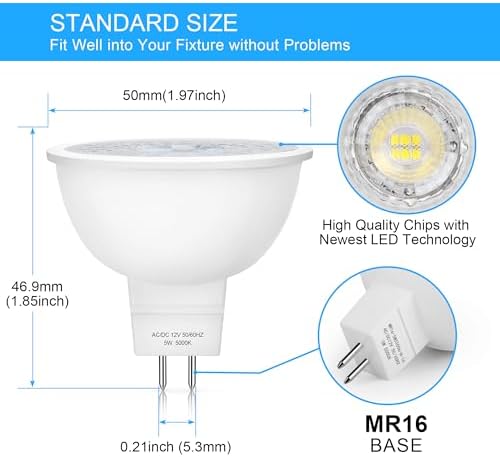 Mlambert 24 Pack MR16 LED Bulb 5W GU5.3 12V Spotlight, 5000K Daylight White - Image 3