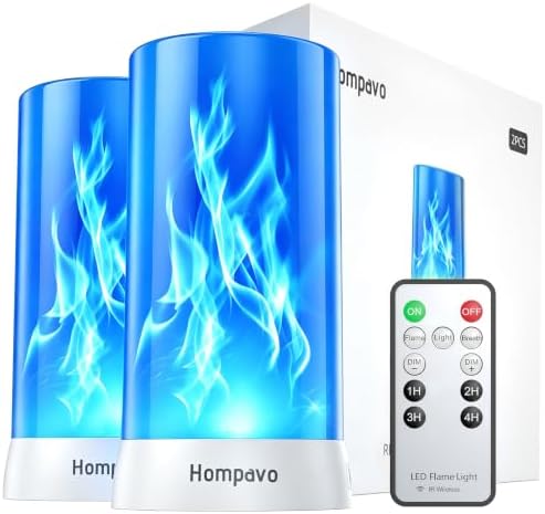 Hompavo 【Upgraded】 Flame Lights with Remote, Timer, 4-Mode Rechargeable by Hompavo